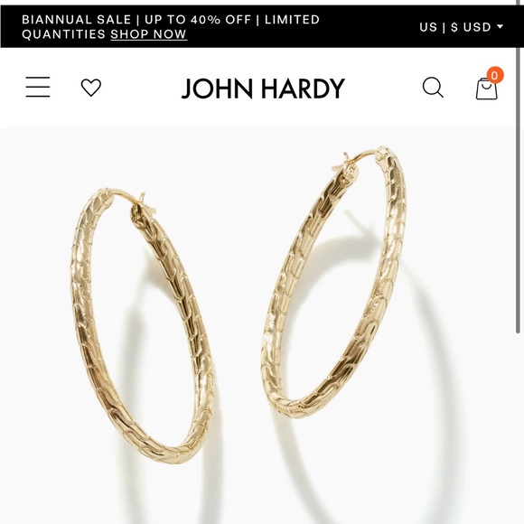 John Hardy 18K Carved Classic Gold Chain Oval Hoop Earrings - Picture 4 of 7